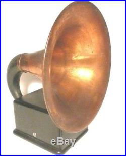 Vintage DICTOGRAPH COPPER HORN SPEAKER- 13 h / 10 bell GOOD DRIVER