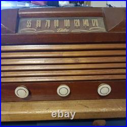 Vintage Delco Tube Radio Model R-1229 Wood Cabinet Tested Working SEEDESCRIPTION