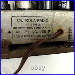 Vintage Detrola Tube Radio AM Metal Case Portable Model 568-1 1940's Works