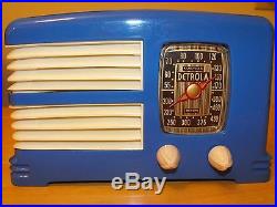 Vintage Detrola Tube Radio Blue 1950's Bakelite