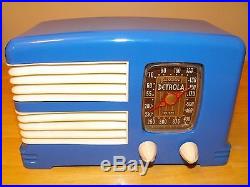 Vintage Detrola Tube Radio Blue 1950's Bakelite
