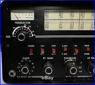 Vintage Drake Receiver Model 2-B W/ Manual, Ham Amateur Tube Radio Equipment