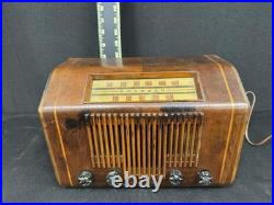 Vintage Emerson 439 Tube Radio Art Deco Wood Cabinet Works