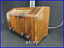 Vintage Emerson 439 Tube Radio Art Deco Wood Cabinet Works