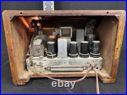 Vintage Emerson 439 Tube Radio Art Deco Wood Cabinet Works