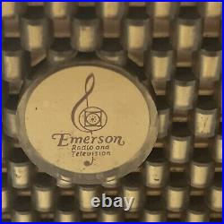 Vintage Emerson 610 Tube Radio Art Deco 1950's MCM Maroon Gold Repair Or Decor