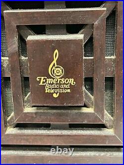 Vintage Emerson Bakelite Tube AM/FM Radio 1940s Model 560153 Works