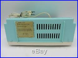 Vintage Emerson Tube Am Radio G-1703 Twin Speakers Turquoise Blue MID Century
