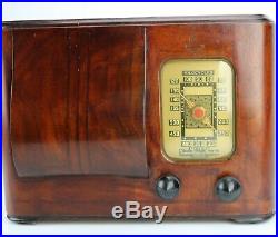 Vintage Emerson Tube Radio No. 347 with Art Deco Ingraham Wood Cabinet 1947 Works