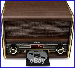 Vintage FM Radio CD Player Retro Bluetooth Speaker Wooden Gifts Retro Brown Wood