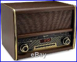 Vintage FM Radio CD Player Retro Bluetooth Speaker Wooden Gifts Retro Brown Wood