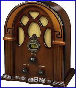 Vintage FM Radio Cathedral Retro Bluetooth Wooden Tuner Collectors Gift Brown