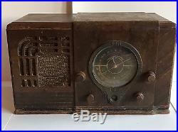 Vintage Fairbanks Morse Radio Wooden Cabinet Model 72 Electric Tuning Eye Deluxe