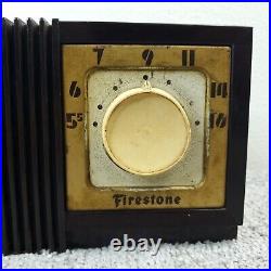 Vintage Firestone Tube Radio Clock Telechron MCM Bakelite Brown Tested Works