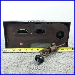 Vintage Firestone Tube Radio Clock Telechron MCM Bakelite Brown Tested Works
