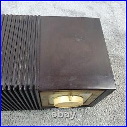 Vintage Firestone Tube Radio Clock Telechron MCM Bakelite Brown Tested Works