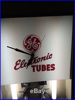 Vintage GE General Electric Electronic Tube TV Radio Service Light Up Sign Clock