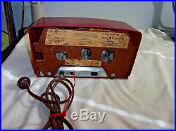 Vintage GE Ruby Red Tube Radio Alarm Clock Model 517F 1954 / LOOK
