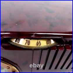Vintage General Electric 518 Tube Radio Alarm Clock Red Gold Marble Look Works