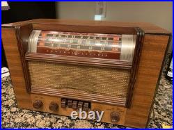Vintage General Electric BC/SW tube radio Model L-640,1939, push buttons works