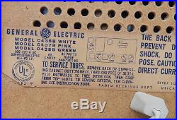Vintage General Electric C437B PINK Clock Alarm AM Tube Radio Works Clean MCM