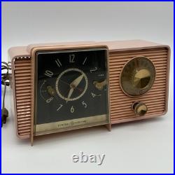Vintage General Electric C-405B Tube AM Clock Radio Princess Pink MCM UNTESTED