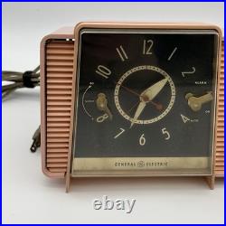 Vintage General Electric C-405B Tube AM Clock Radio Princess Pink MCM UNTESTED