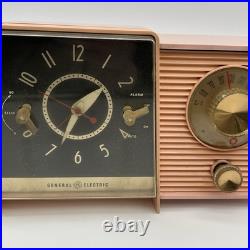 Vintage General Electric C-405B Tube AM Clock Radio Princess Pink MCM UNTESTED