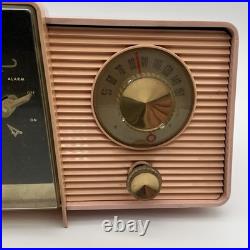 Vintage General Electric C-405B Tube AM Clock Radio Princess Pink MCM UNTESTED