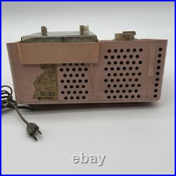 Vintage General Electric C-405B Tube AM Clock Radio Princess Pink MCM UNTESTED