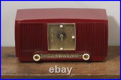 Vintage General Electric Dark Red Clock Tube Radio