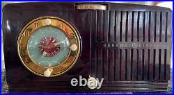 Vintage General Electric Model 505 Tube Alarm Clock Radio Brown- UNTESTED- READ