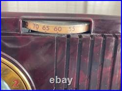 Vintage General Electric Model 505 Tube Alarm Clock Radio Brown- UNTESTED- READ