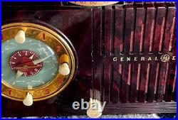 Vintage General Electric Model 505 Tube Alarm Clock Radio Brown- UNTESTED- READ