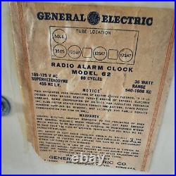 Vintage General Electric Model 62 Tube Radio GE Clock From 1948 Works Great