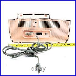 Vintage General Electric Pink Clock Tube Radio Alarm GE Mid Century Modern AM