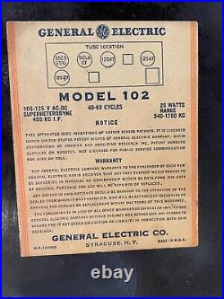 Vintage General Electric Tube Radio Model 102
