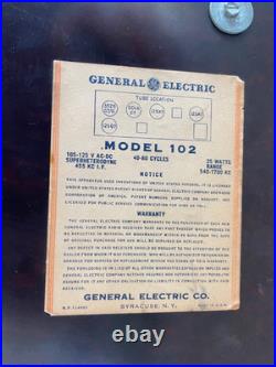 Vintage General Electric Tube Radio Model 102