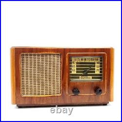 Vintage Gilfillan Bros 56A Vacuum Tube Radio Wood Cabinet Tabletop Mid Century