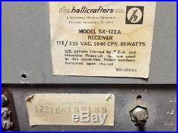Vintage Hallicrafters Shortwave Ham Tube Radio Receiver Model SX-122A