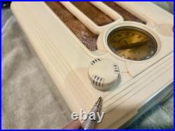 Vintage Ivory Plaskon Emerson Model 108 Miniature Tombstone Radio, Rare