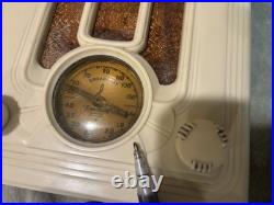 Vintage Ivory Plaskon Emerson Model 108 Miniature Tombstone Radio, Rare