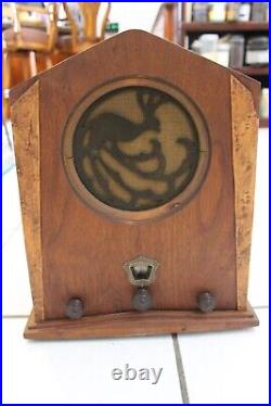 Vintage Jackson Bell Art Deco Peacock Tube Cathedral Radio 1930's Works some