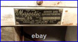 Vintage MAJESTIC 35 RADIO untested CHASSIS with8 tubes / GOOD TUNING & GRAPHIC