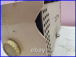 Vintage MCM 60s Sylvania Golden Shield Pink Tube Radio Alarm Clock Works (mw)