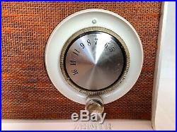 Vintage MCM Mid Century Modern 1950s Zenith Clock Radio Orange White Working