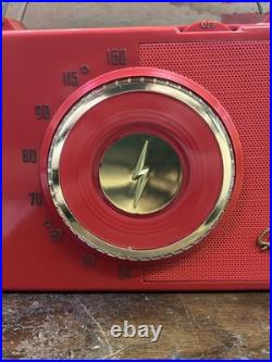 Vintage MCM Red SYLVANIA Portable AM Tube Radio Model 454 With Original Box