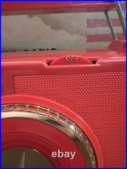 Vintage MCM Red SYLVANIA Portable AM Tube Radio Model 454 With Original Box