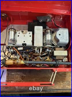 Vintage MCM Red SYLVANIA Portable AM Tube Radio Model 454 With Original Box