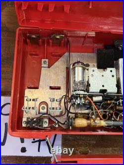 Vintage MCM Red SYLVANIA Portable AM Tube Radio Model 454 With Original Box